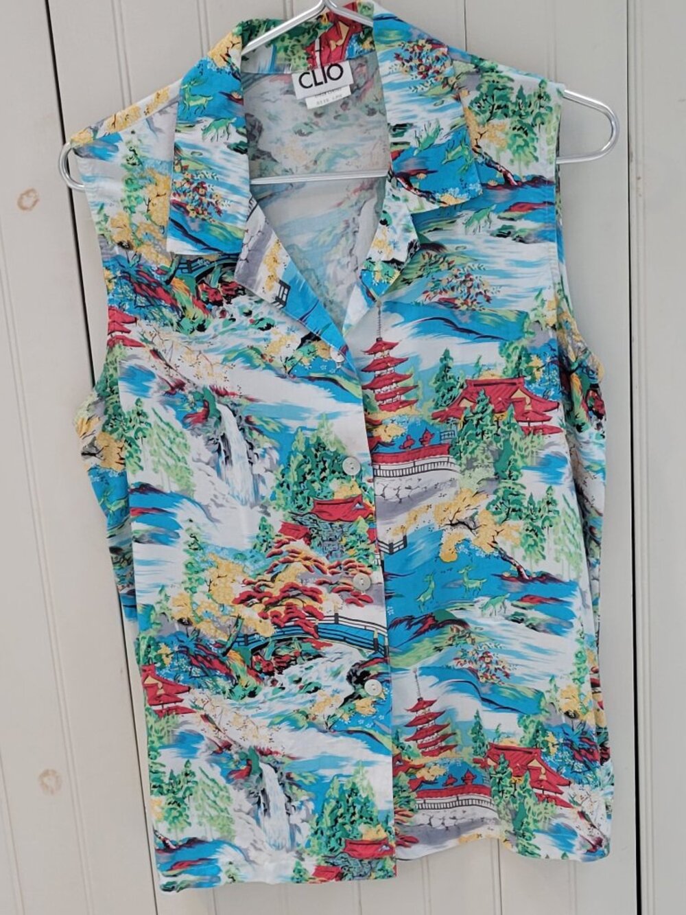 Clio Japanese Print Sleeveless Blouse